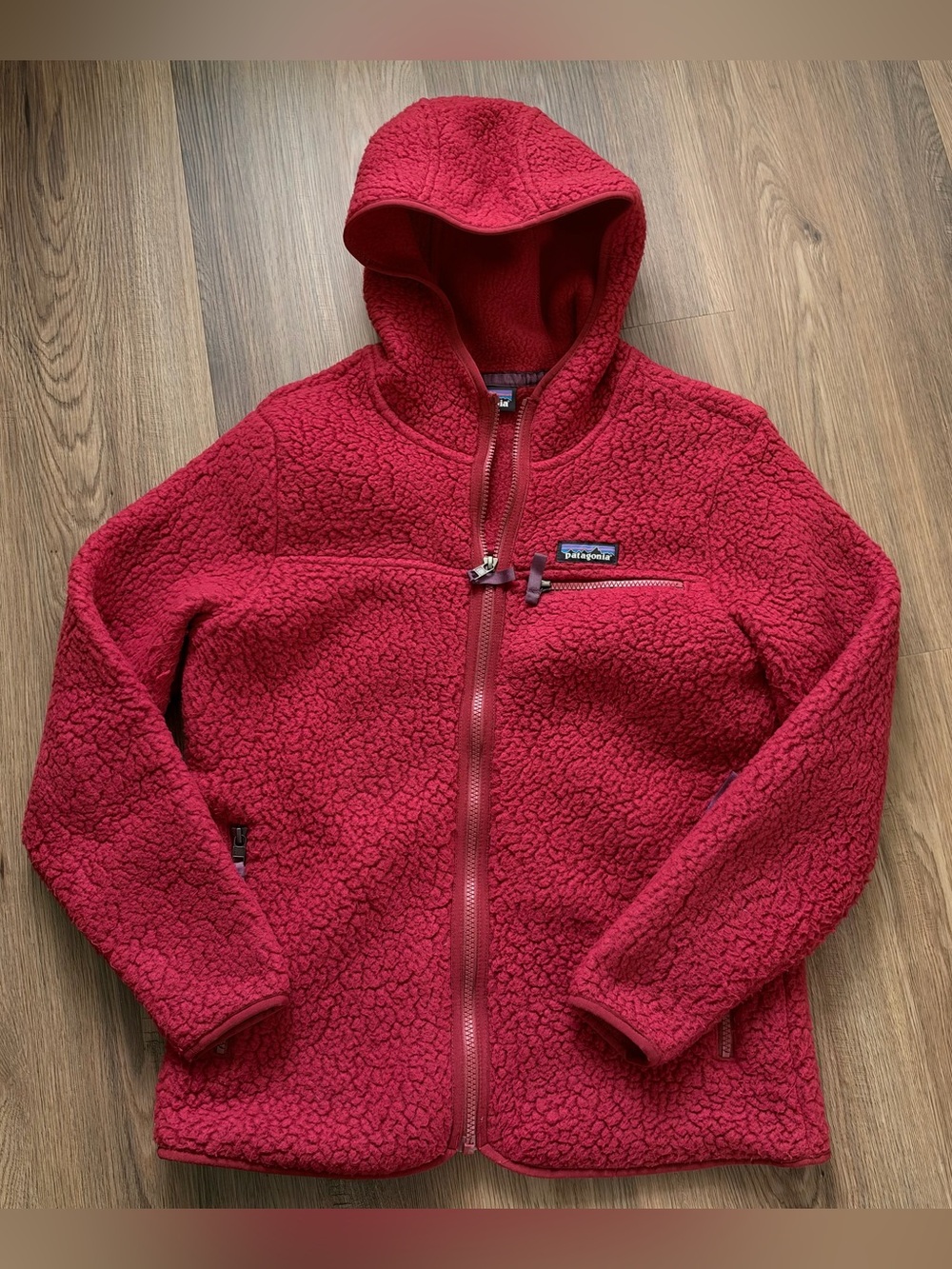 Patagonia Retro Pile Hoodie Full Zip Sherpa Fleece Jacket Red Women Small Gorp